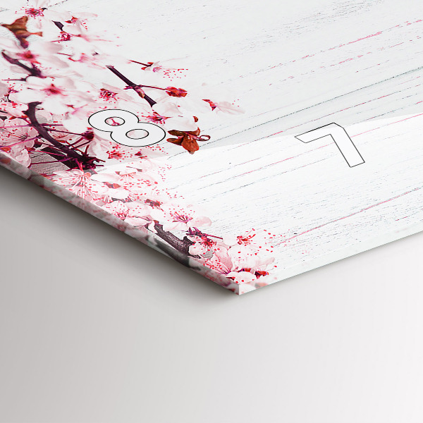 Ceas orizontale de perete din sticlă Flori de primavara