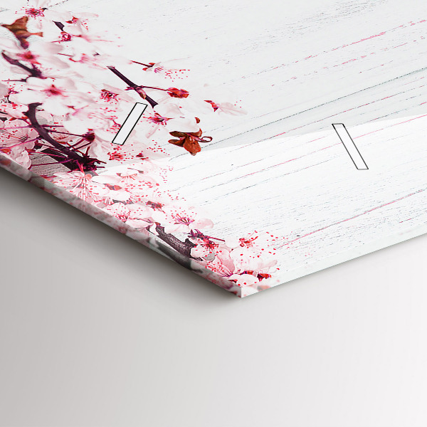 Ceas orizontale de perete din sticlă Flori de primavara