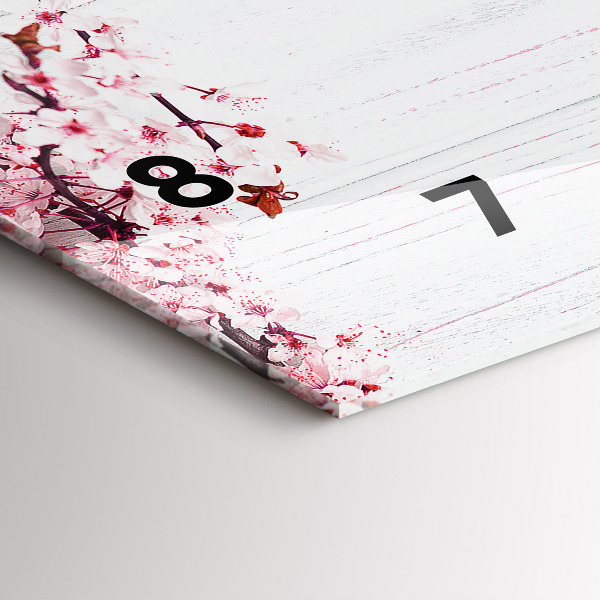 Ceas orizontale de perete din sticlă Flori de primavara