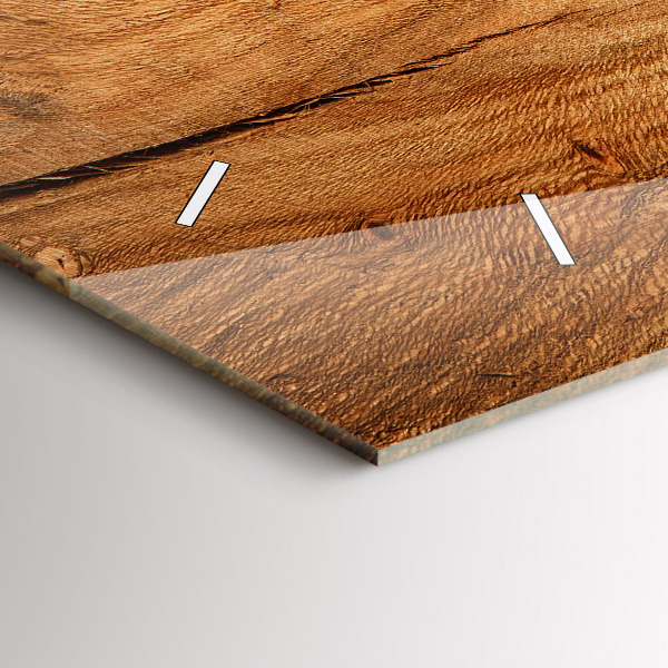 Ceas orizontale de perete din sticlă Textura lemnului