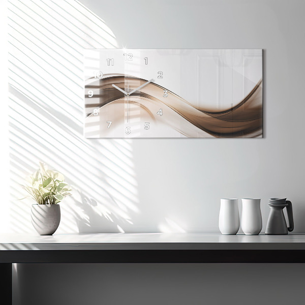 Ceas orizontale de perete din sticlă Abstracția liniilor