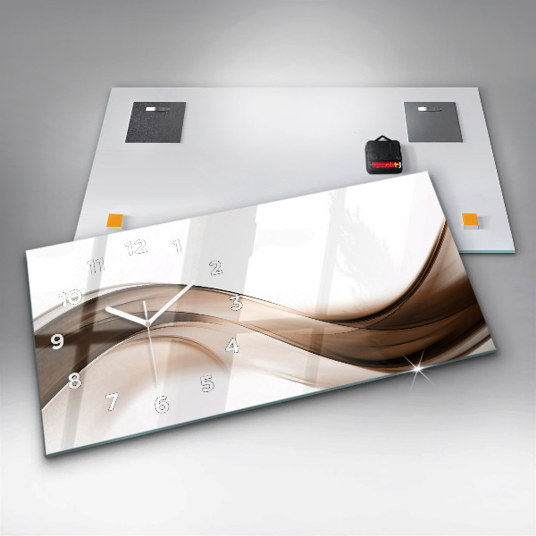 Ceas orizontale de perete din sticlă Abstracția liniilor