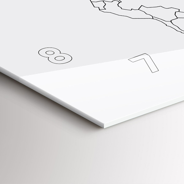 Ceas orizontale de perete din sticlă Harta de contur a lumii