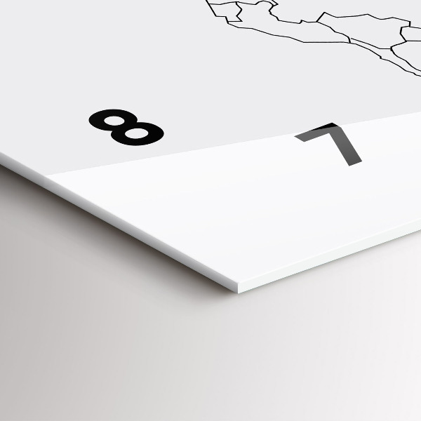 Ceas orizontale de perete din sticlă Harta de contur a lumii