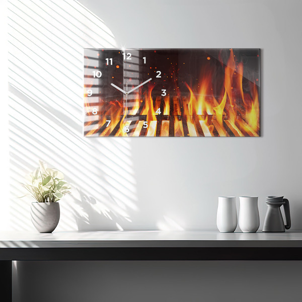 Ceas orizontale de perete din sticlă Grătar