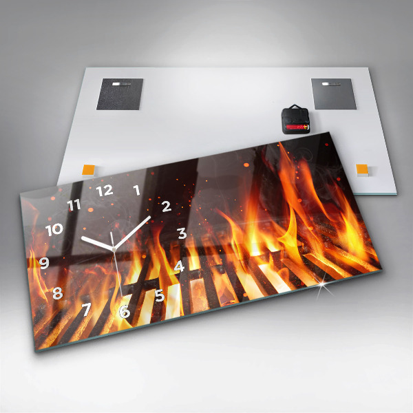 Ceas orizontale de perete din sticlă Grătar