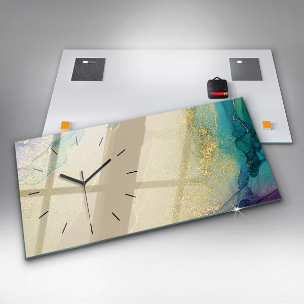 Ceas orizontale de perete din sticlă Abstracție elegantă