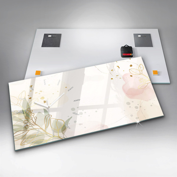 Ceas orizontale de perete din sticlă Abstracția pastelului