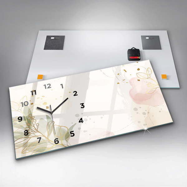 Ceas orizontale de perete din sticlă Abstracția pastelului