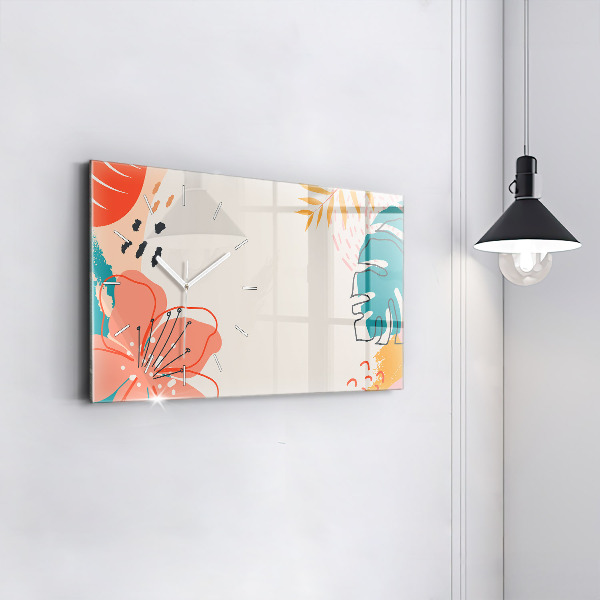 Ceas orizontale de perete din sticlă Plante hawaiene