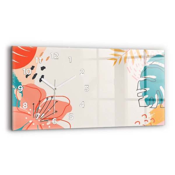Ceas orizontale de perete din sticlă Plante hawaiene