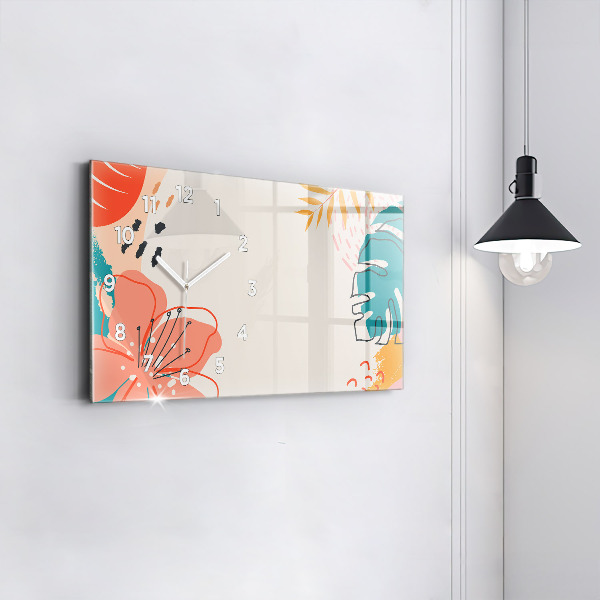 Ceas orizontale de perete din sticlă Plante hawaiene