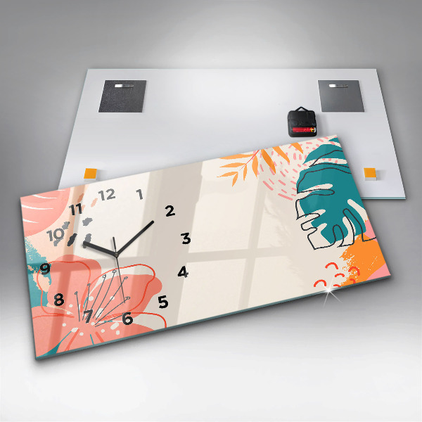Ceas orizontale de perete din sticlă Plante hawaiene