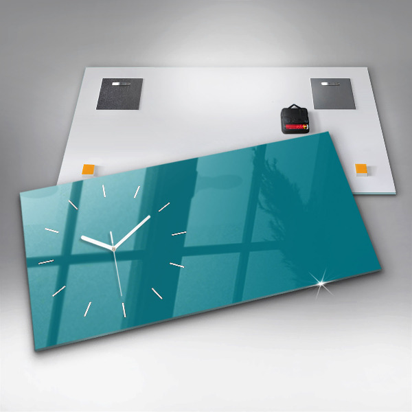 Ceas orizontale de perete din sticlă Culoarea mării