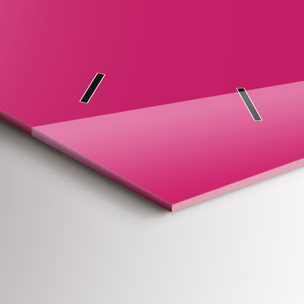 Ceas orizontale de perete din sticlă Culoare roz puternic