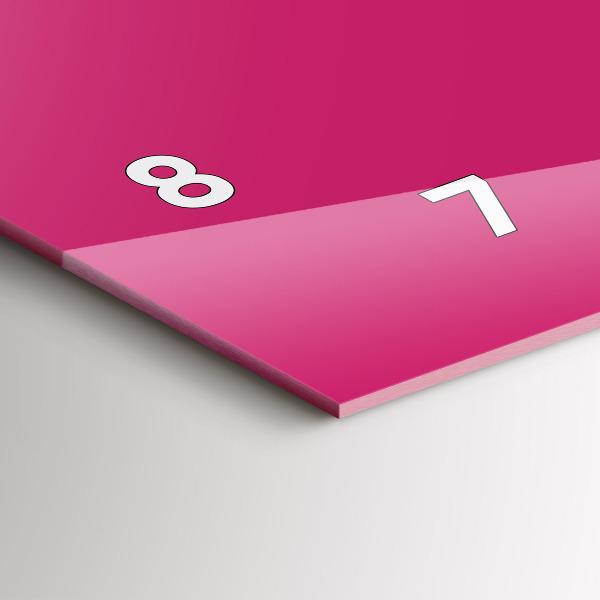 Ceas orizontale de perete din sticlă Culoare roz puternic