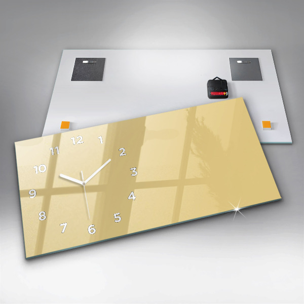 Ceas orizontale de perete din sticlă Culoare crem