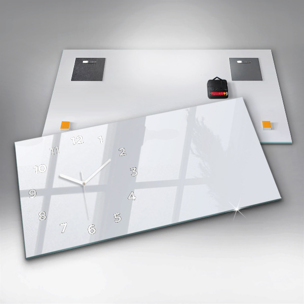 Ceas orizontale de perete din sticlă Culoare alb închis