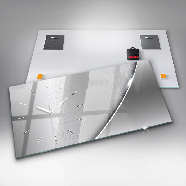 Ceas orizontale de perete din sticlă Model argintiu