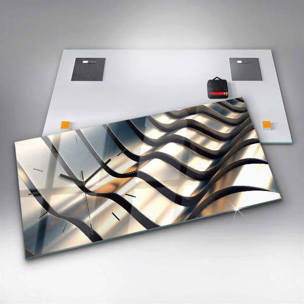 Ceas orizontale de perete din sticlă Model argintiu