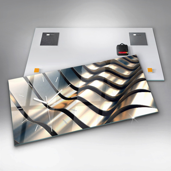 Ceas orizontale de perete din sticlă Model argintiu