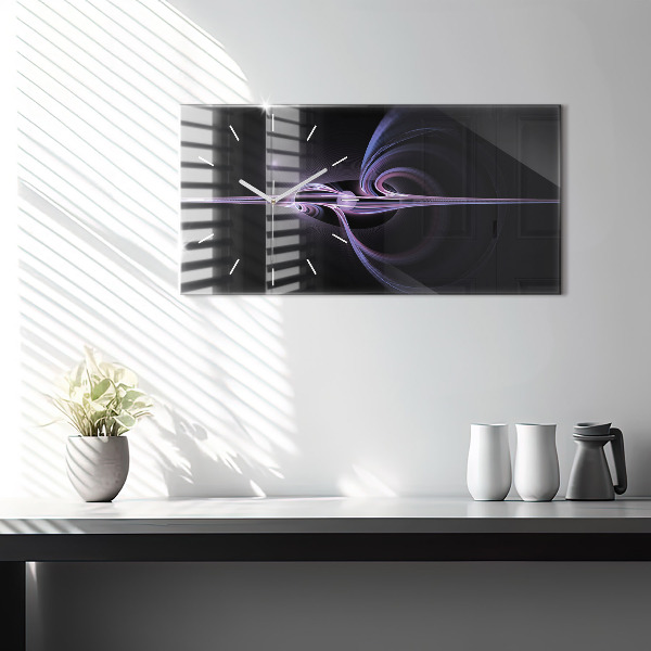 Ceas orizontale de perete din sticlă Abstracție violet