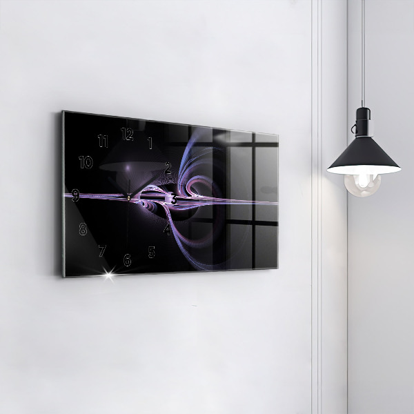 Ceas orizontale de perete din sticlă Abstracție violet
