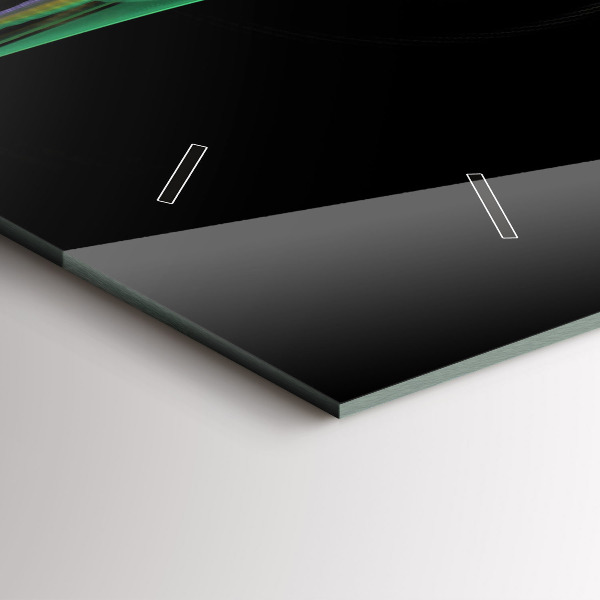 Ceas orizontale de perete din sticlă Abstracția verde