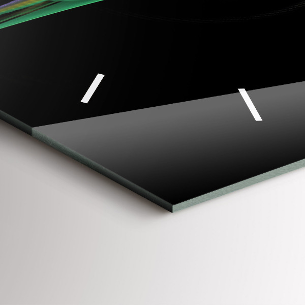 Ceas orizontale de perete din sticlă Abstracția verde