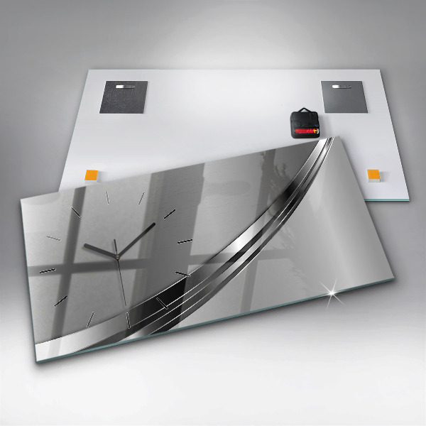 Ceas orizontale de perete din sticlă Linii de argint