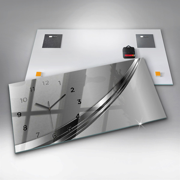 Ceas orizontale de perete din sticlă Linii de argint