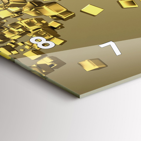 Ceas orizontale de perete din sticlă Pătrate de aur