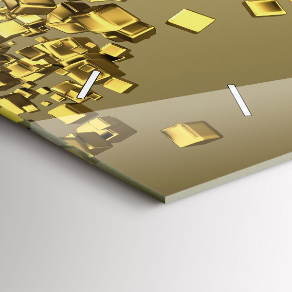 Ceas orizontale de perete din sticlă Pătrate de aur