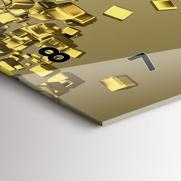 Ceas orizontale de perete din sticlă Pătrate de aur