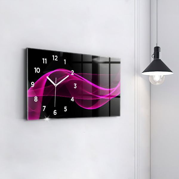 Ceas orizontale de perete din sticlă Abstracție roz