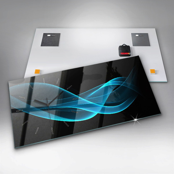 Ceas orizontale de perete din sticlă Abstracția albastră