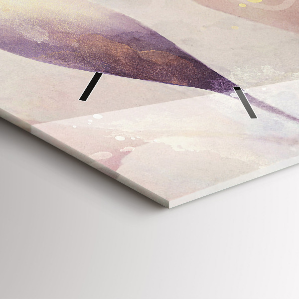 Ceas orizontale de perete din sticlă Frunze boho abstracte