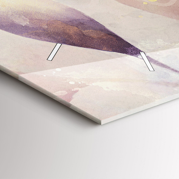 Ceas orizontale de perete din sticlă Frunze boho abstracte