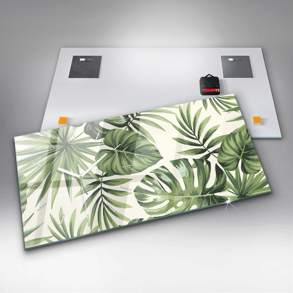 Ceas orizontale de perete din sticlă Model tropical