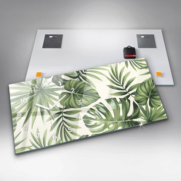 Ceas orizontale de perete din sticlă Model tropical