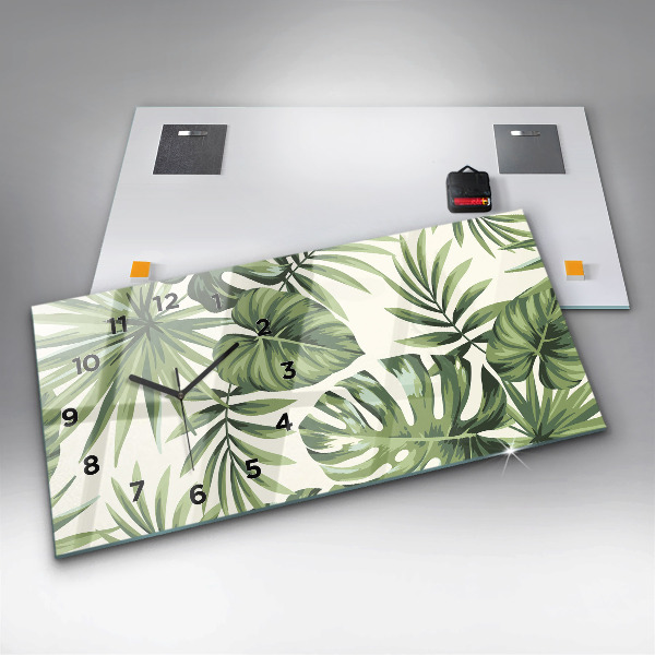 Ceas orizontale de perete din sticlă Model tropical
