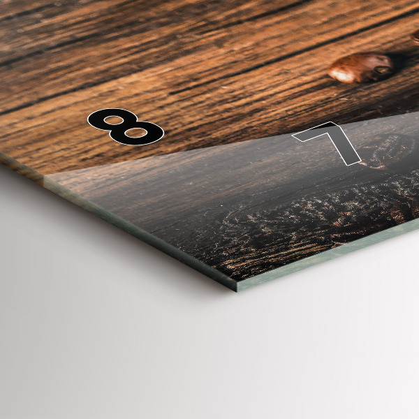 Ceas orizontale de perete din sticlă ceașcă și boabe de cafea