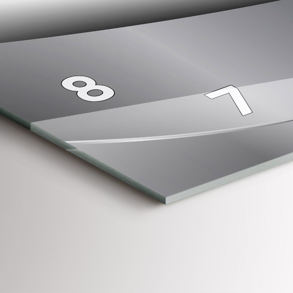 Ceas orizontale de perete din sticlă Abstracția argintului