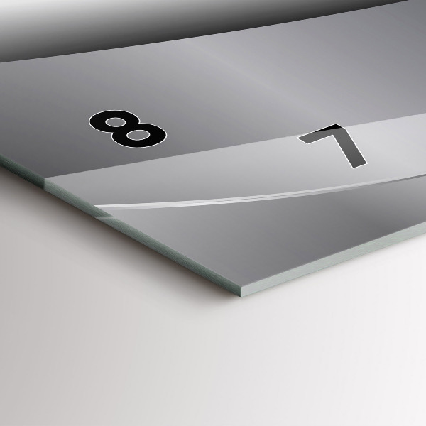 Ceas orizontale de perete din sticlă Abstracția argintului