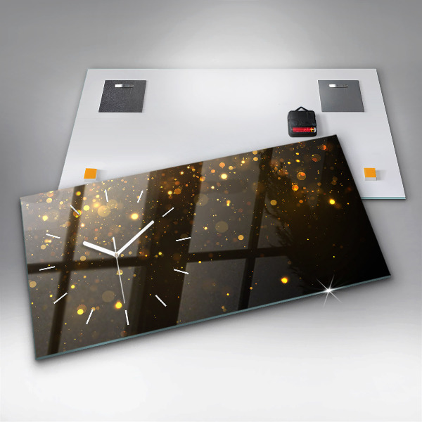 Ceas orizontale de perete din sticlă Polen auriu