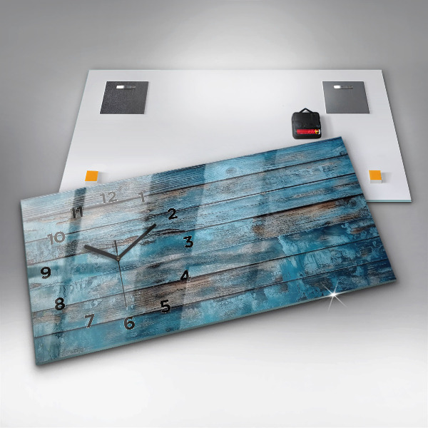 Ceas orizontale de perete din sticlă Placi albastre