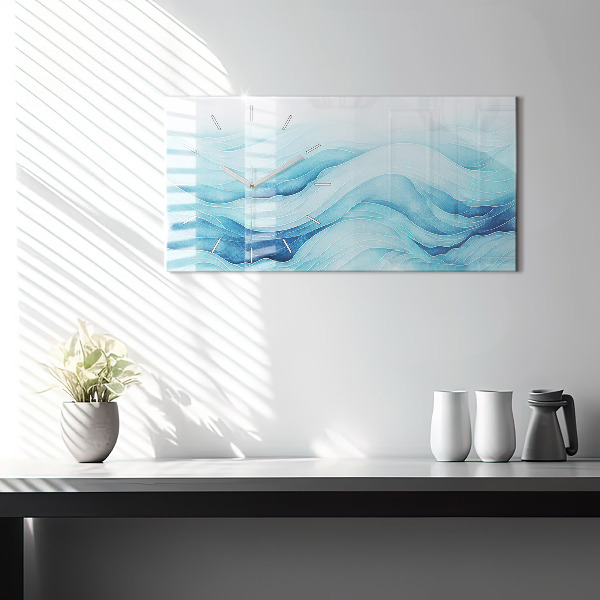 Ceas orizontale de perete din sticlă Nori albaștri