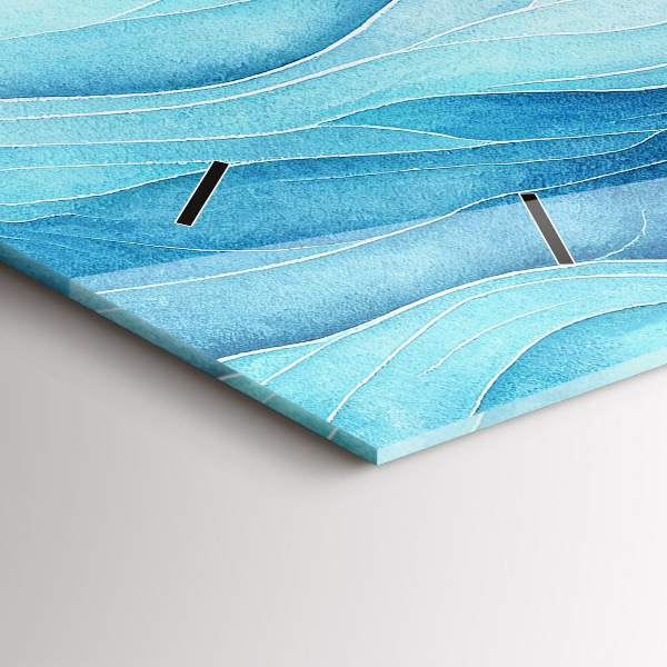 Ceas orizontale de perete din sticlă Nori albaștri