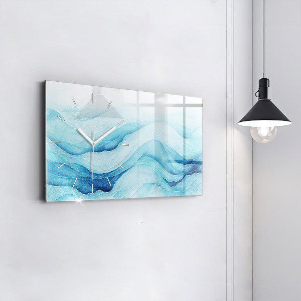 Ceas orizontale de perete din sticlă Nori albaștri