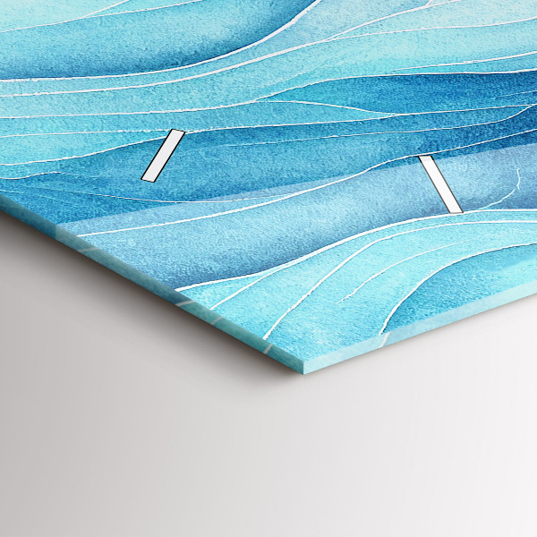 Ceas orizontale de perete din sticlă Nori albaștri